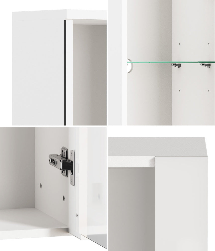 LED Display Cabinet Wall Mounted Glass Shelves | Simpledeals