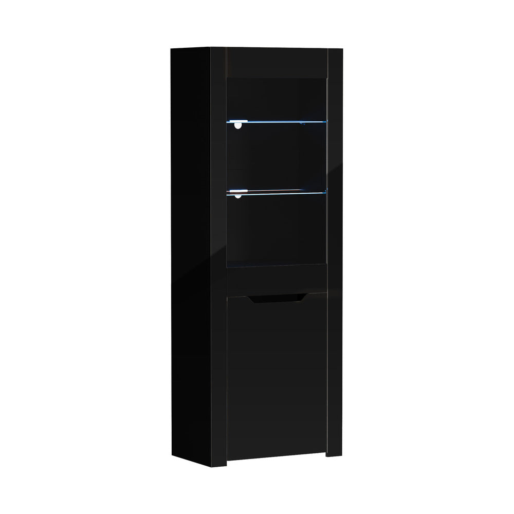 LED Display Cabinet Sideboard High Gloss Black | Simpledeals