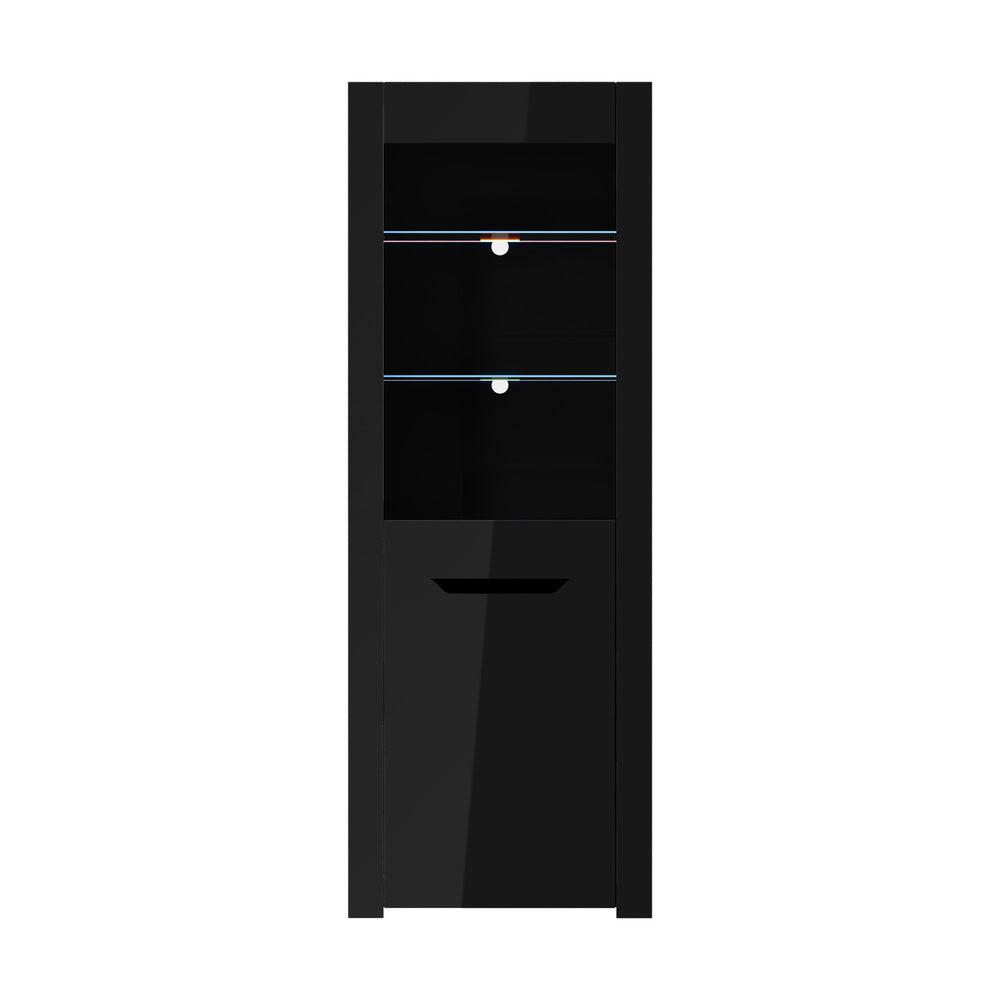 LED Display Cabinet Sideboard High Gloss Black | Simpledeals