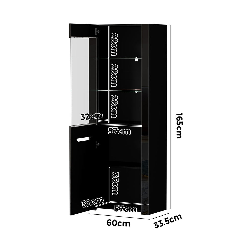 LED Display Cabinet Sideboard High Gloss Black | Simpledeals