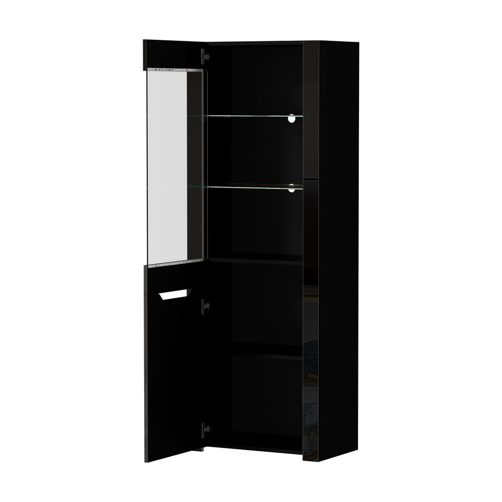 LED Display Cabinet Sideboard High Gloss Black | Simpledeals