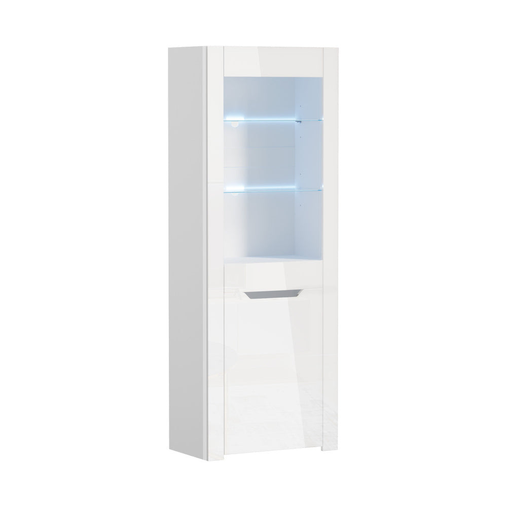 Display Cabinet Sideboard High Gloss Cupboard LED White