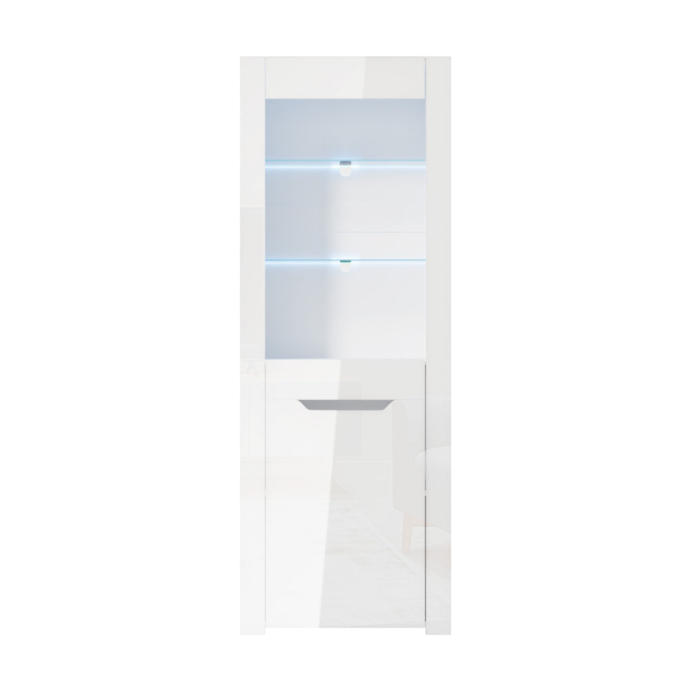 Display Cabinet Sideboard High Gloss Cupboard LED White