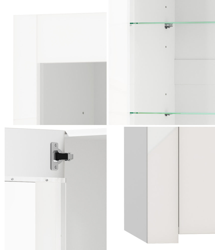 Display Cabinet Sideboard High Gloss Cupboard LED White