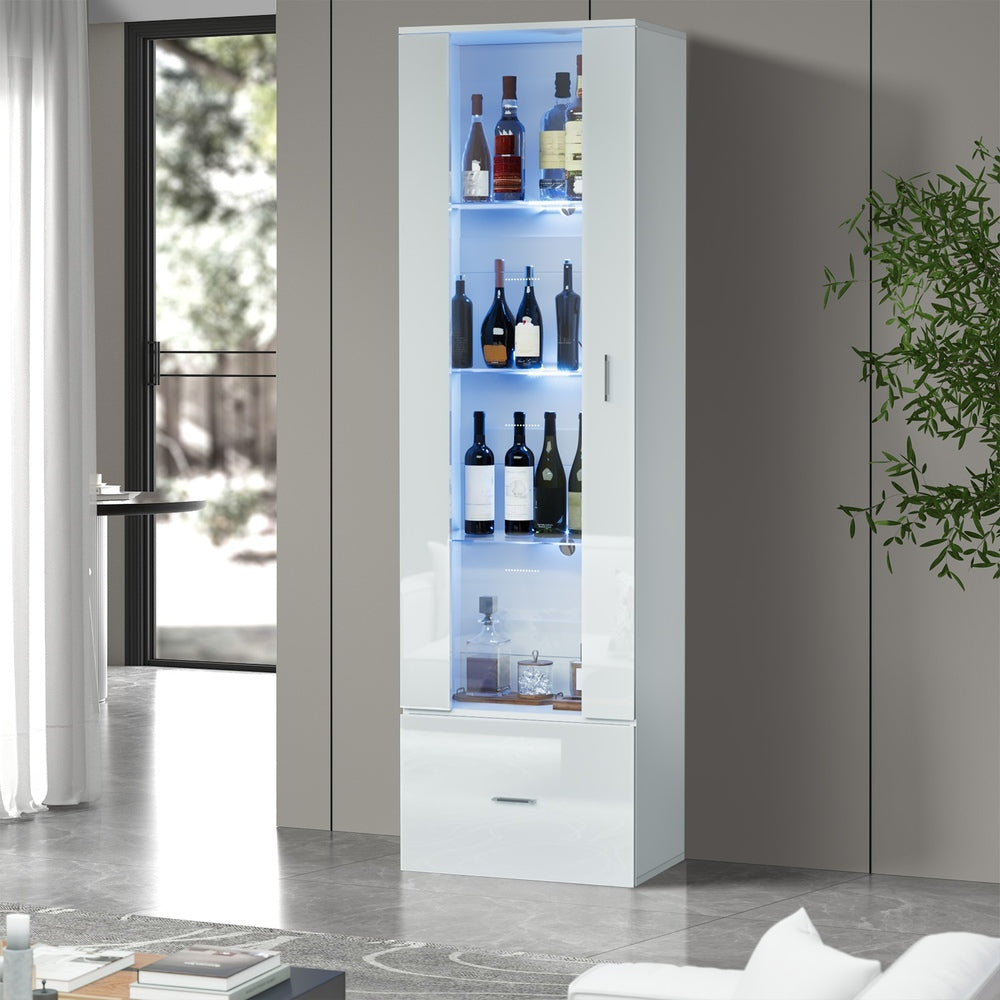 Buffet Sideboard LED High Gloss Glass Door Black/White