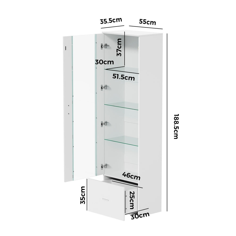 Buffet Sideboard LED High Gloss Glass Door Black/White