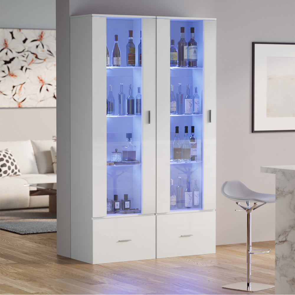 Buffet Sideboard LED High Gloss Glass Door Black/White