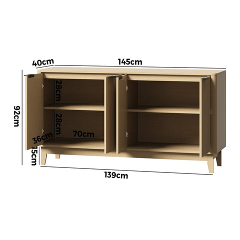 Buffet Sideboard Storage Cabinet 4 Doors Cupboard