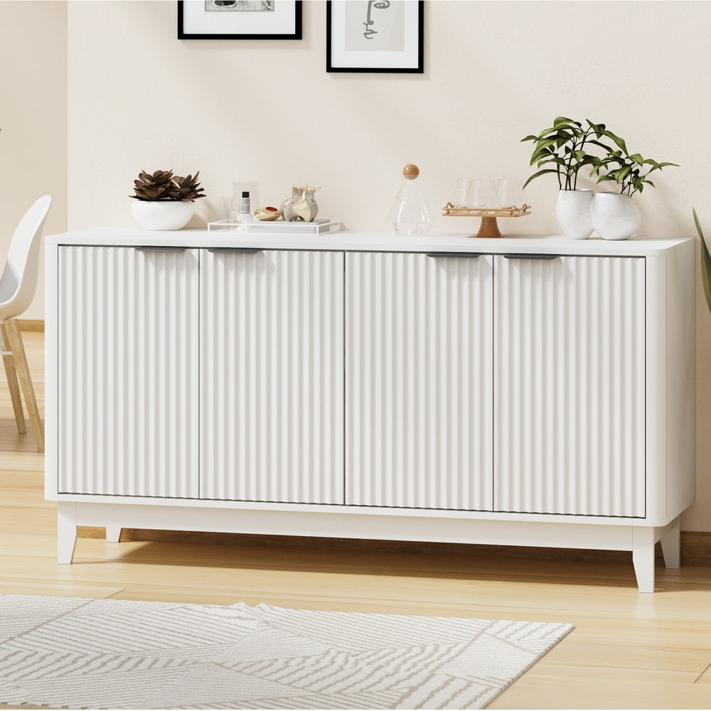 Buffet Sideboard Storage Cabinet 4 Doors Cupboard Natural