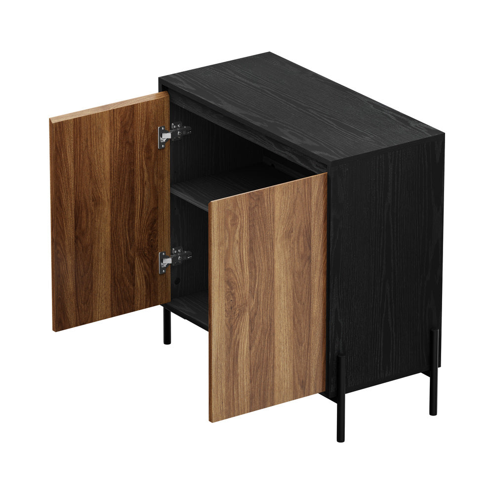 Sideboard Storage Cabinet Cupboard 2 Doors Table Walnut Wood Furniture