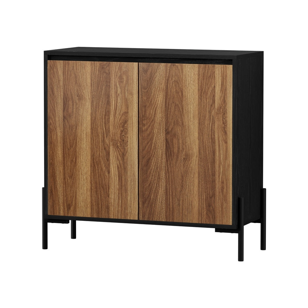 2x Sideboard Storage Cabinet Cupboard 2 Doors Table Walnut Wood Furniture