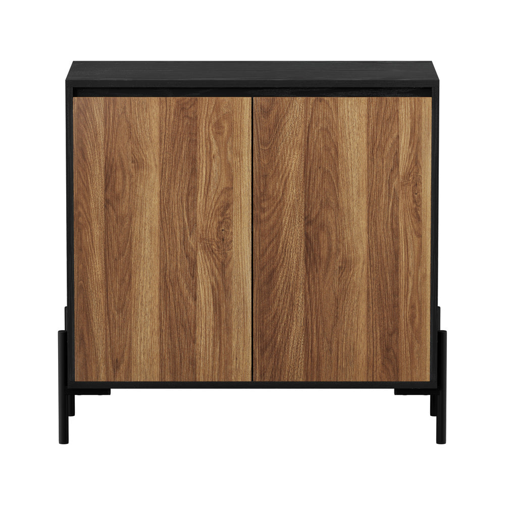 2x Sideboard Storage Cabinet Cupboard 2 Doors Table Walnut Wood Furniture