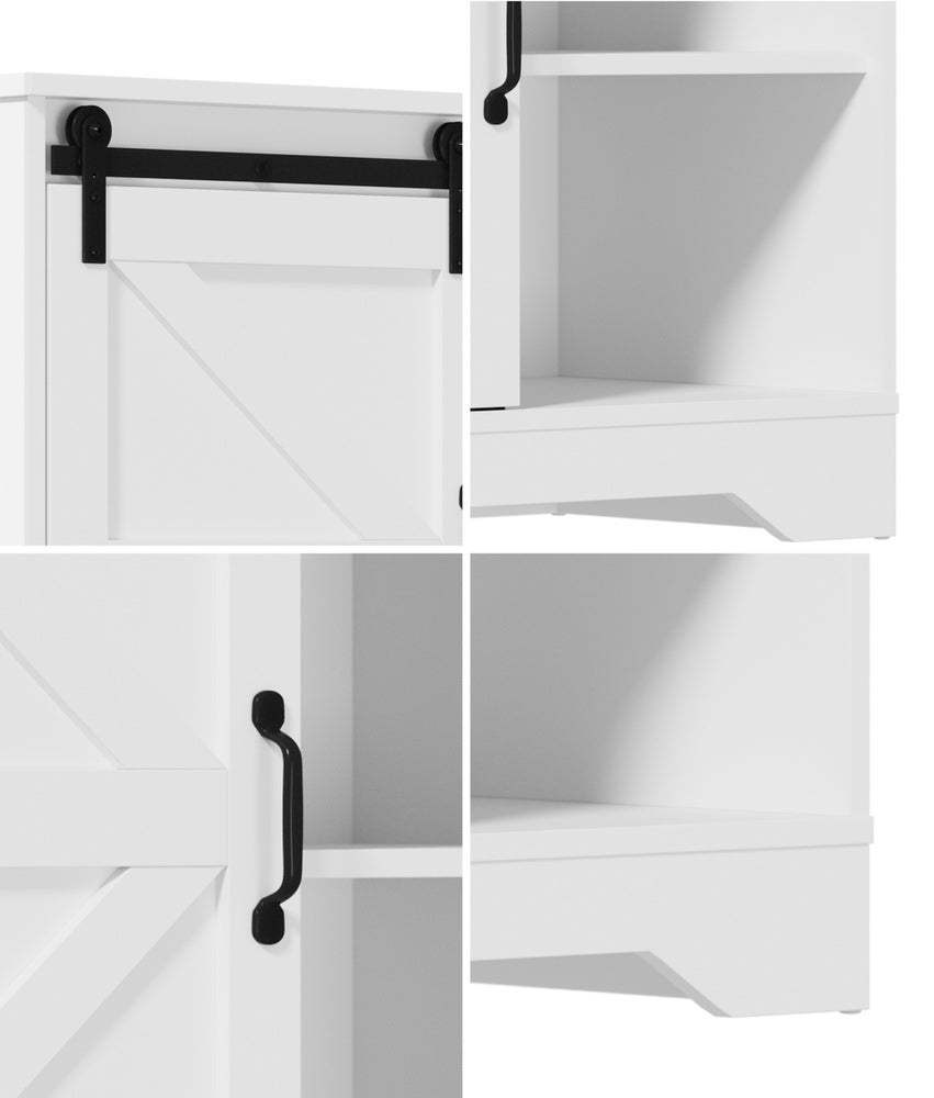 Buffet Sideboard Cabinet Pantry Storage Cupboard Sliding Door Natural/White