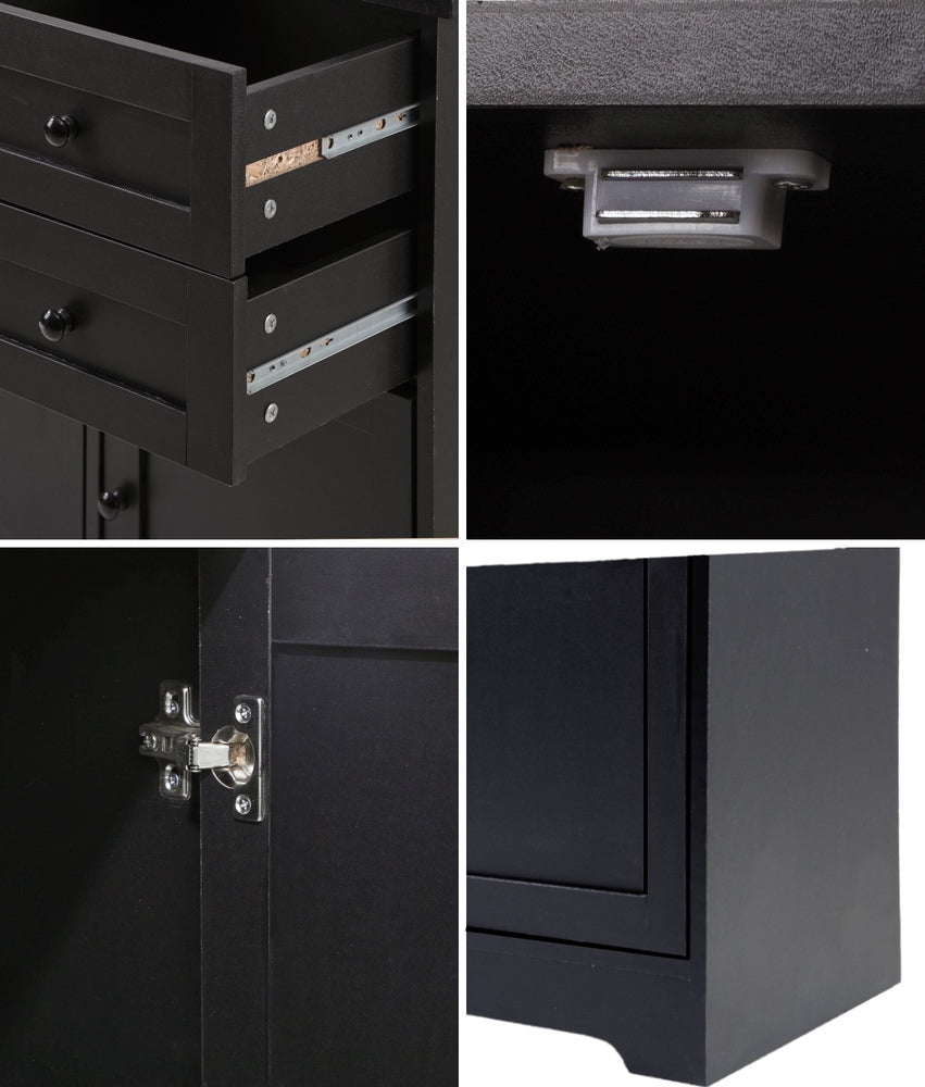 Buffet Sideboard Kitchen Hallway Drawers Table Black