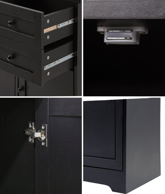 Buffet Sideboard Kitchen Hallway Drawers Table Black | Black colour
