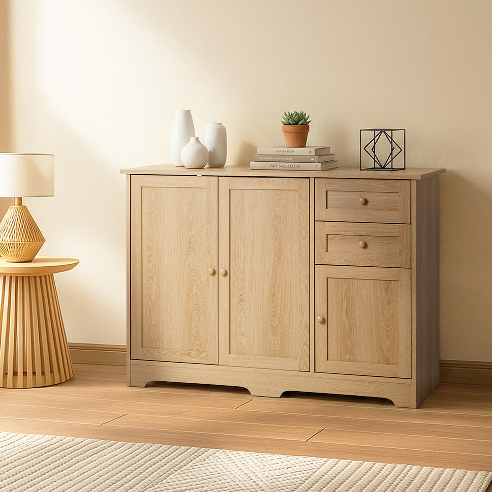 Buffet Sideboard Storage Cabinet Hallway Cupboard Natural Wood Finish
