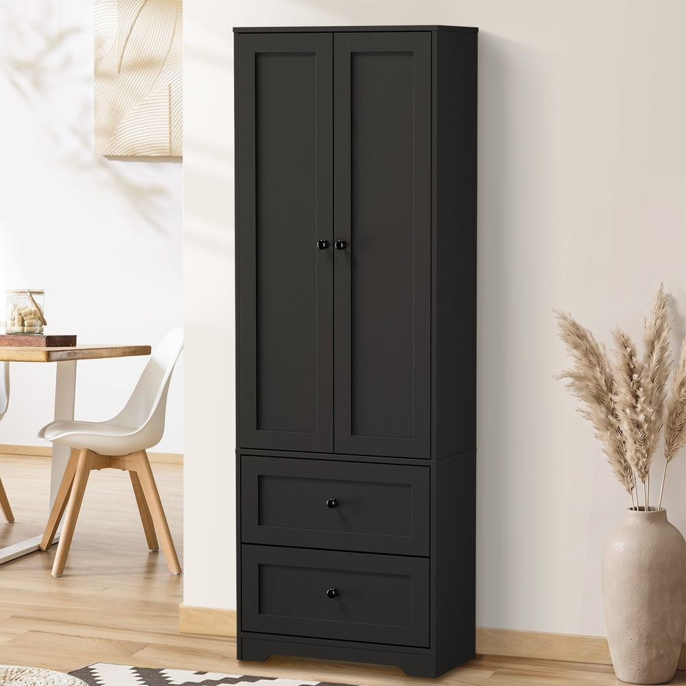 Black Metal Sideboard Cabinet 60x30x175.5cm