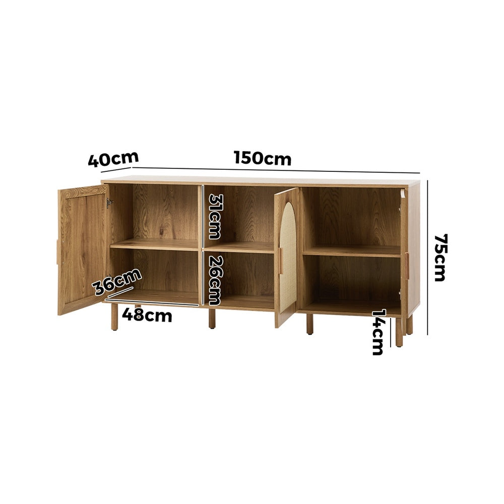 Rattan Sideboard Storage Cabinet 150cm | Simpledeals
