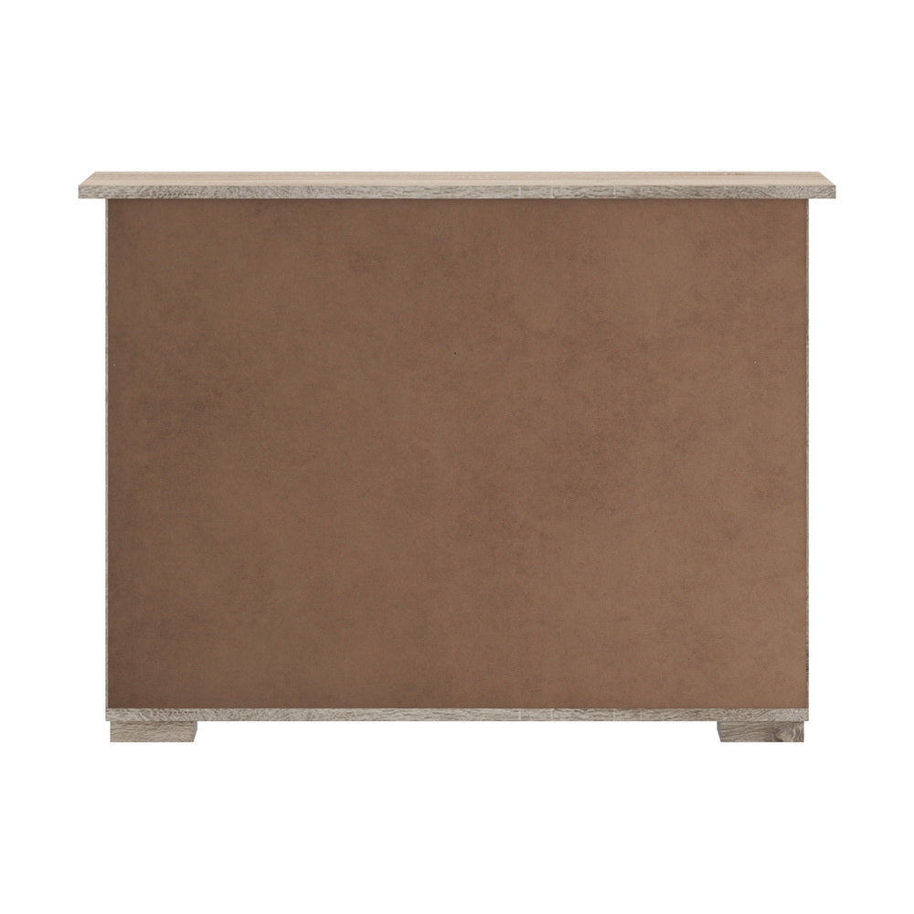 Sideboard Buffet Glass Sliding Door Natural/White