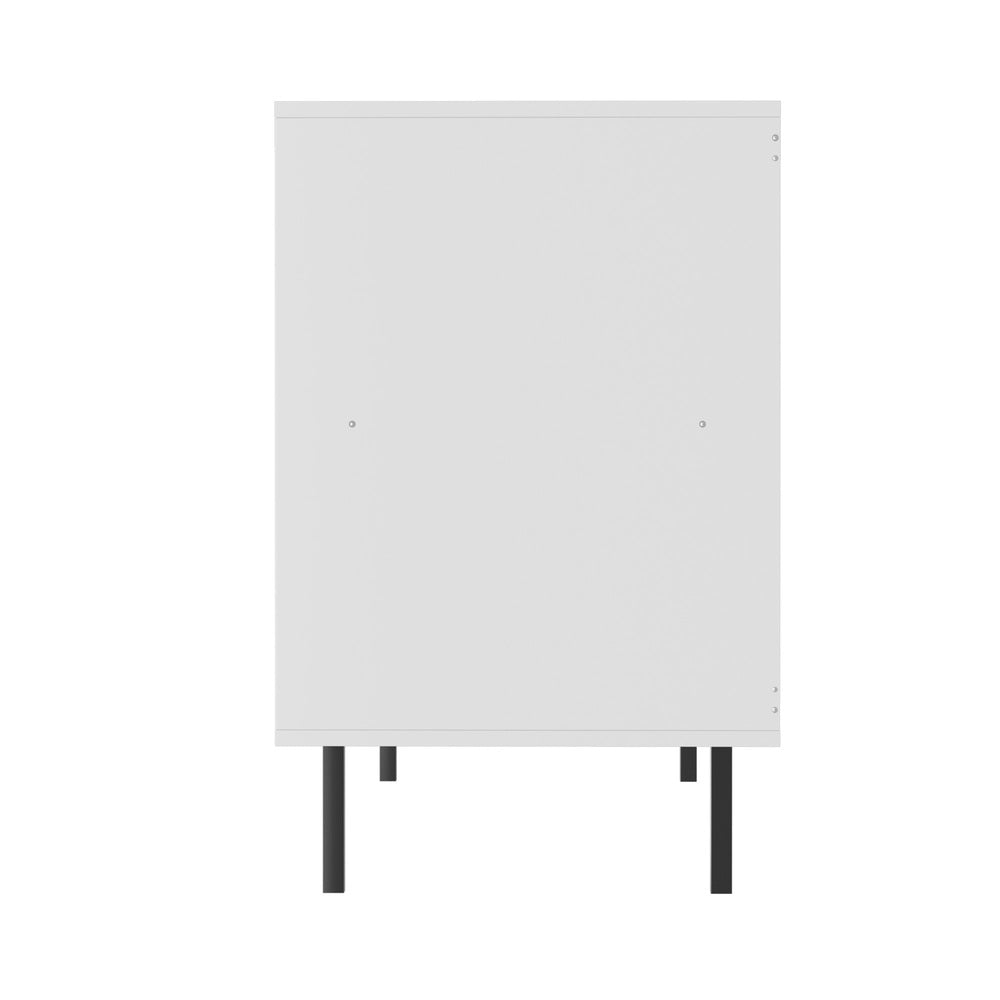 Sideboard Buffet Tempered Glass Door 2 Drawers White
