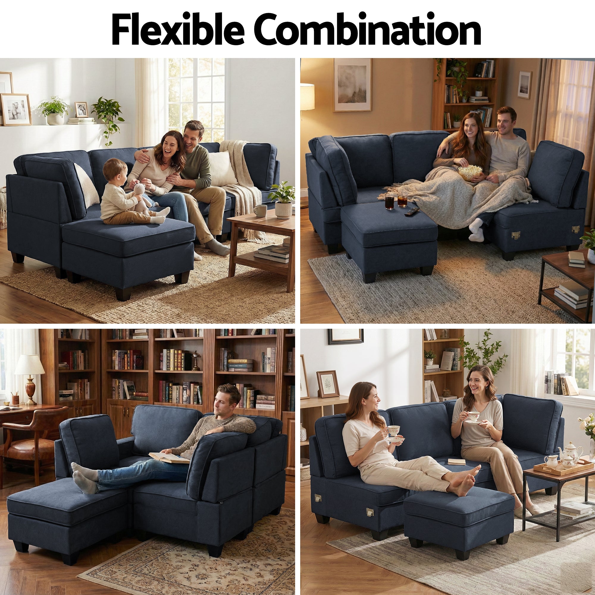 Modular Sofa Chaise Set 5-Seater Dark Grey