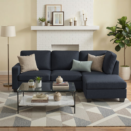 Arm Chairs & Recliners - Sofa Lounge Set 4 Seater Modular Chaise Chair Couch Fabric Dark Grey