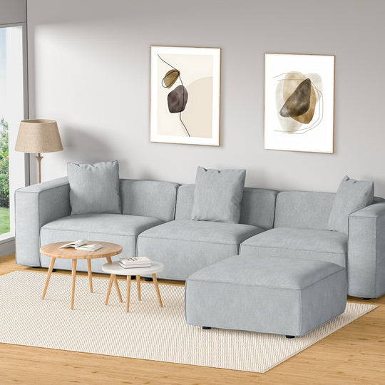 Modular Sofa Chaise Set 4/5/6-Seater Grey | Arm Chairs & Recliners