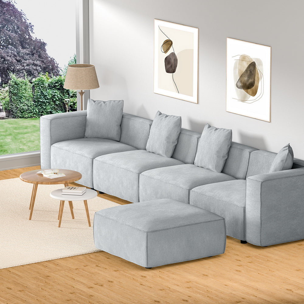 Modular Sofa Chaise Set 4/5/6-Seater Grey