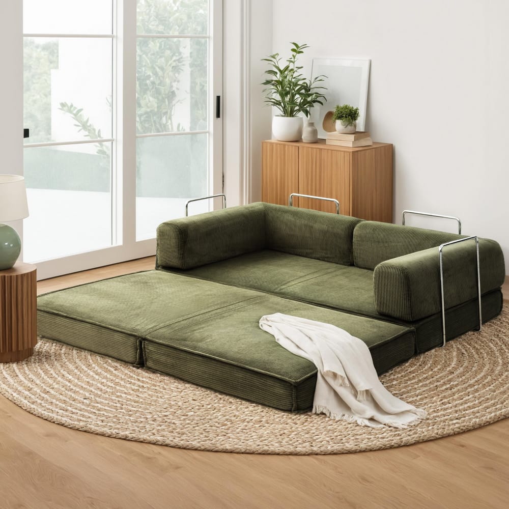 Green Folding Sofa Bed 180x100x68cm