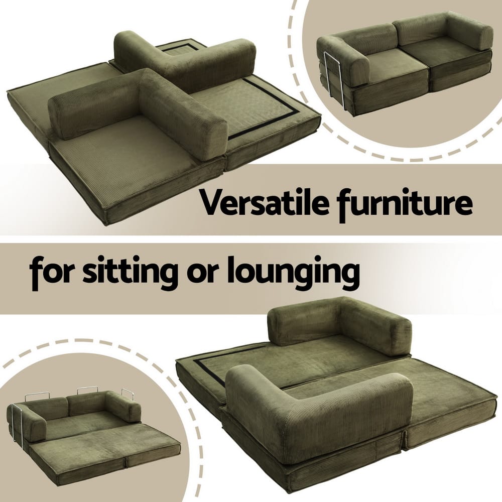 Green Folding Sofa Bed 180x100x68cm