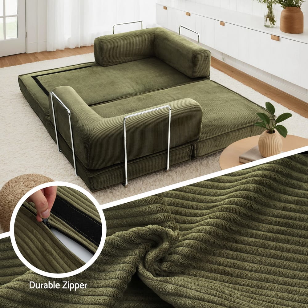 Green Folding Sofa Bed 180x100x68cm