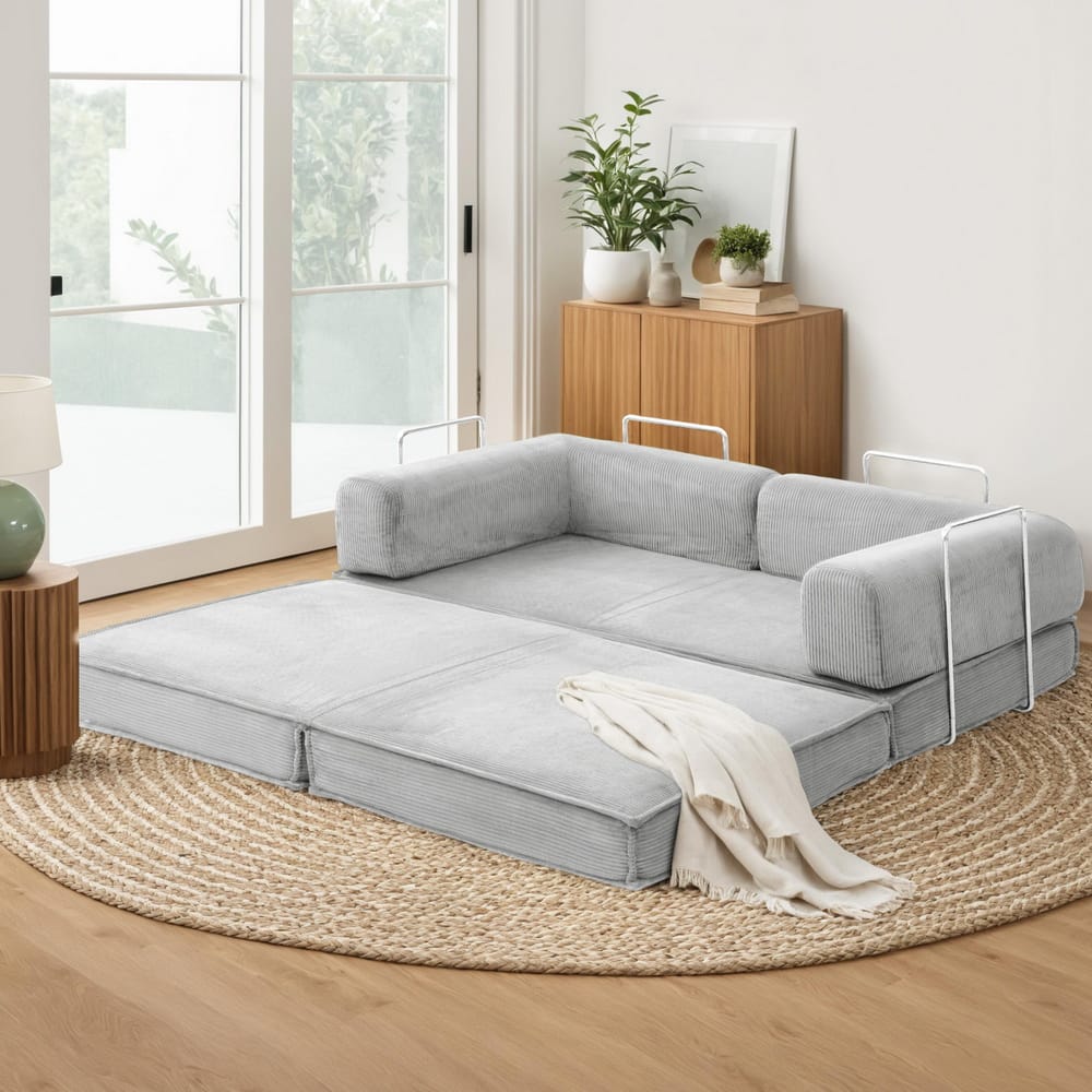 Grey Folding Sofa Bed 180x100x68cm