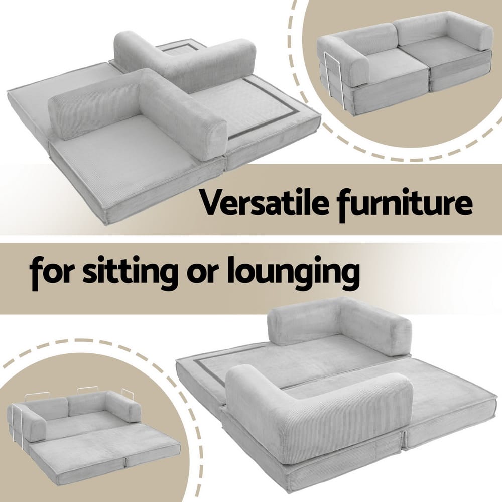 Grey Folding Sofa Bed 180x100x68cm