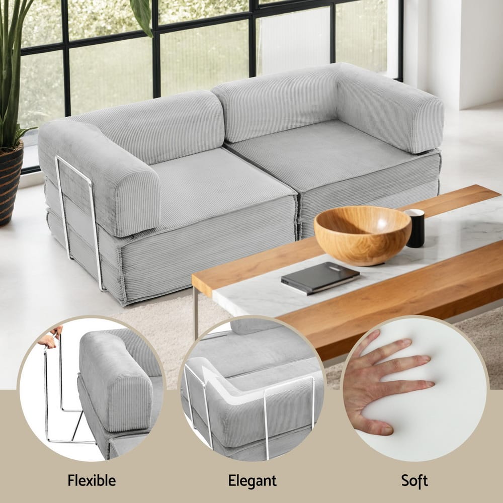 Grey Folding Sofa Bed 180x100x68cm