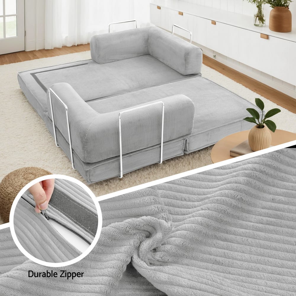 Grey Folding Sofa Bed 180x100x68cm