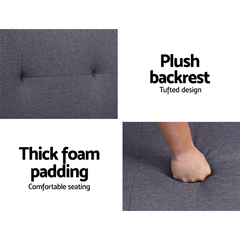 175cm Dark Grey Fabric Sofa Bed Convertible Sleeper Couch