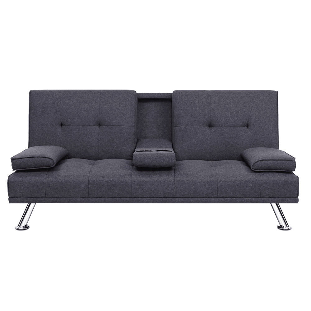 175cm Dark Grey Fabric Sofa Bed Convertible Sleeper Couch