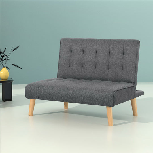Sofas & Sofa Beds - Sofa Bed Lounge Chair Couch 1 Seater Recliner Futon Bed Set Linen Grey