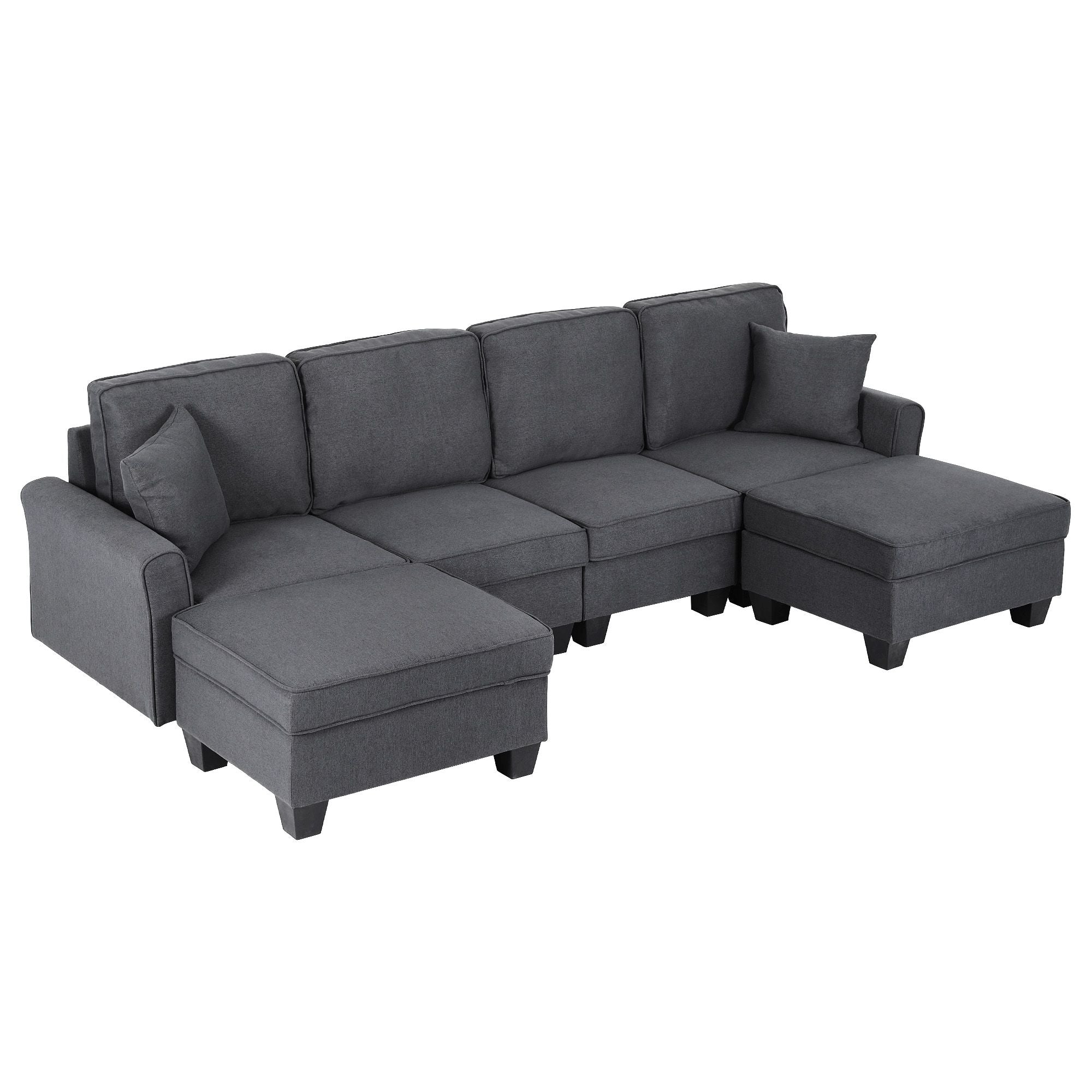 U-Shaped Modular Sectional Sofa Storage Grey | Simpledeals