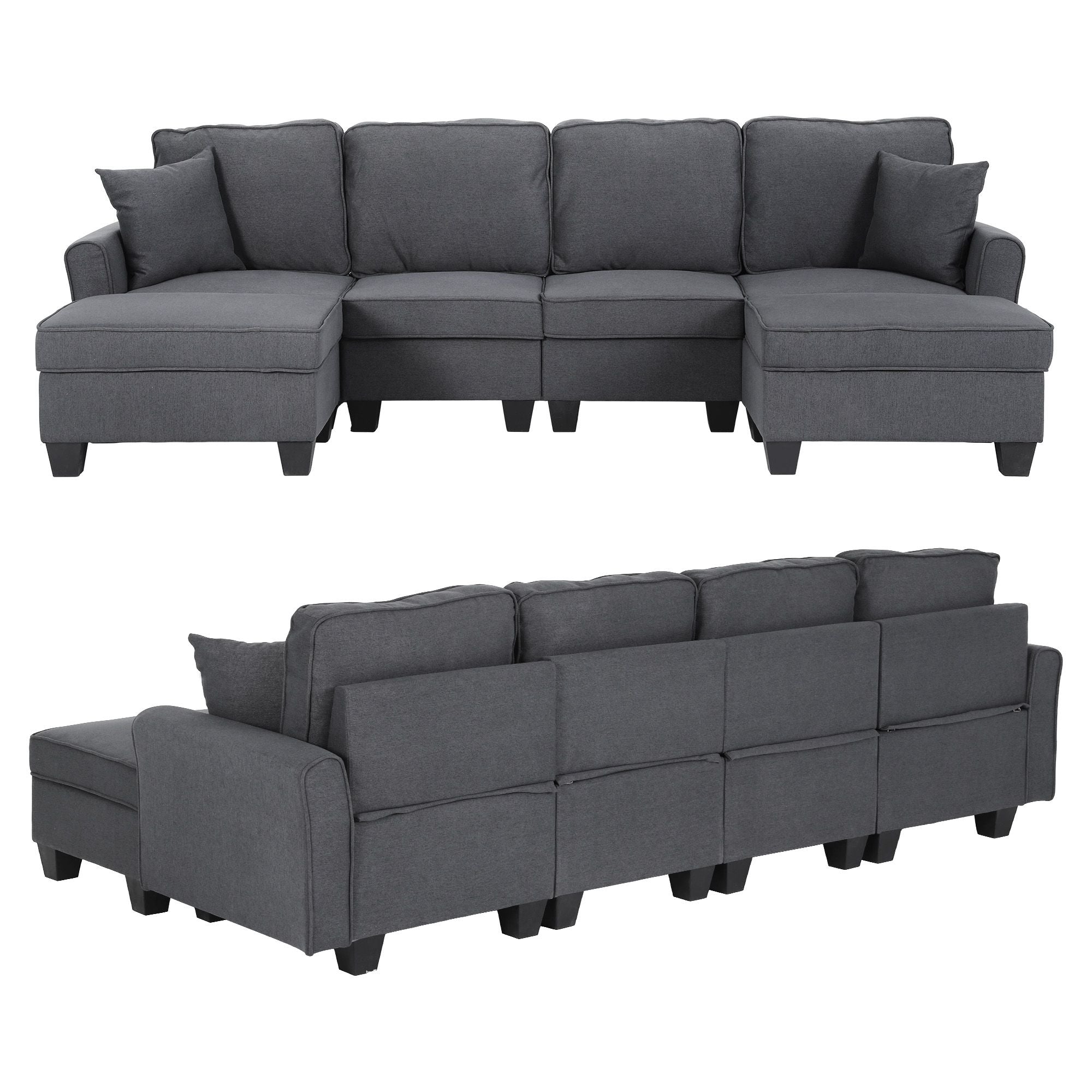 U-Shaped Modular Sectional Sofa Storage Grey | Simpledeals
