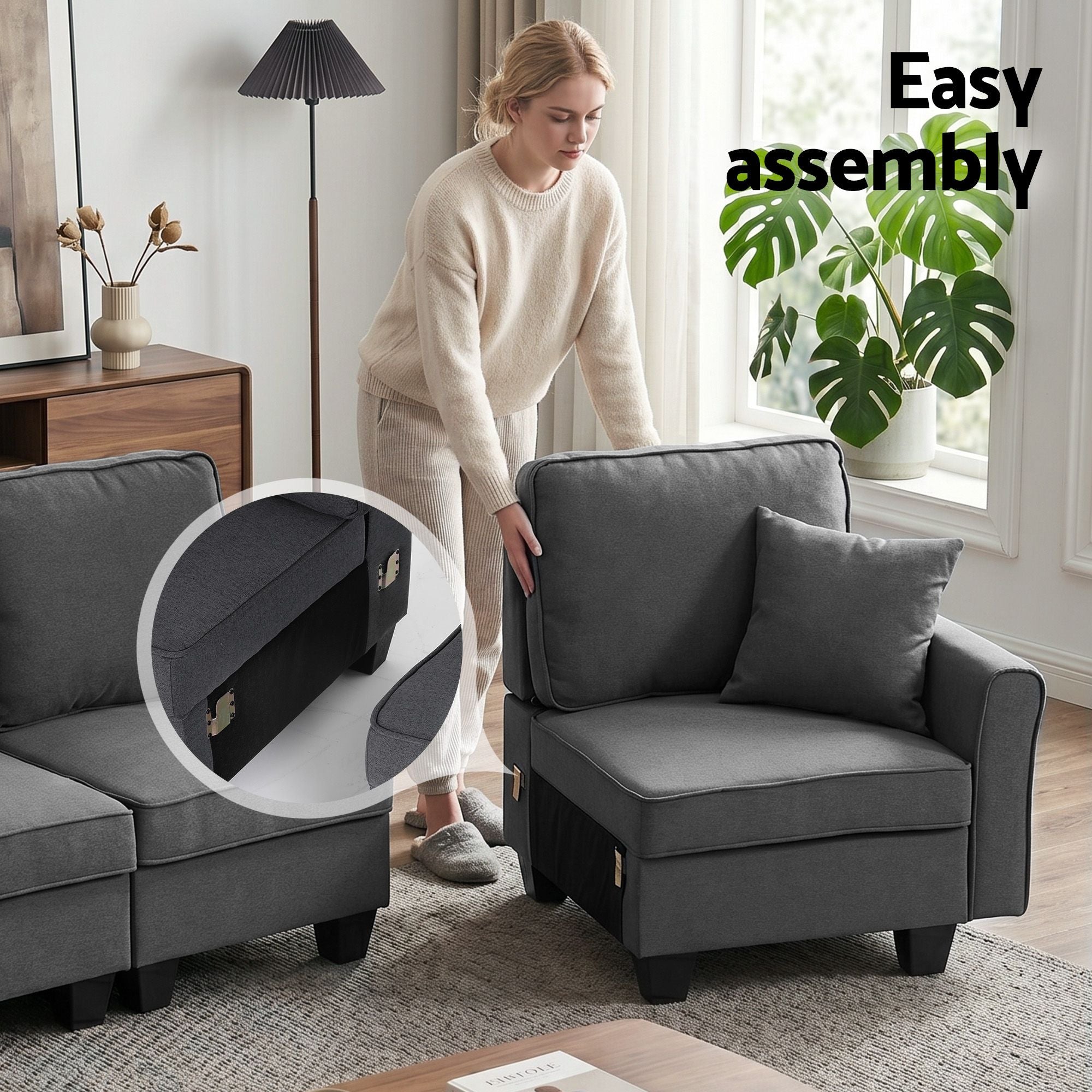 U-Shaped Modular Sectional Sofa Storage Grey | Simpledeals