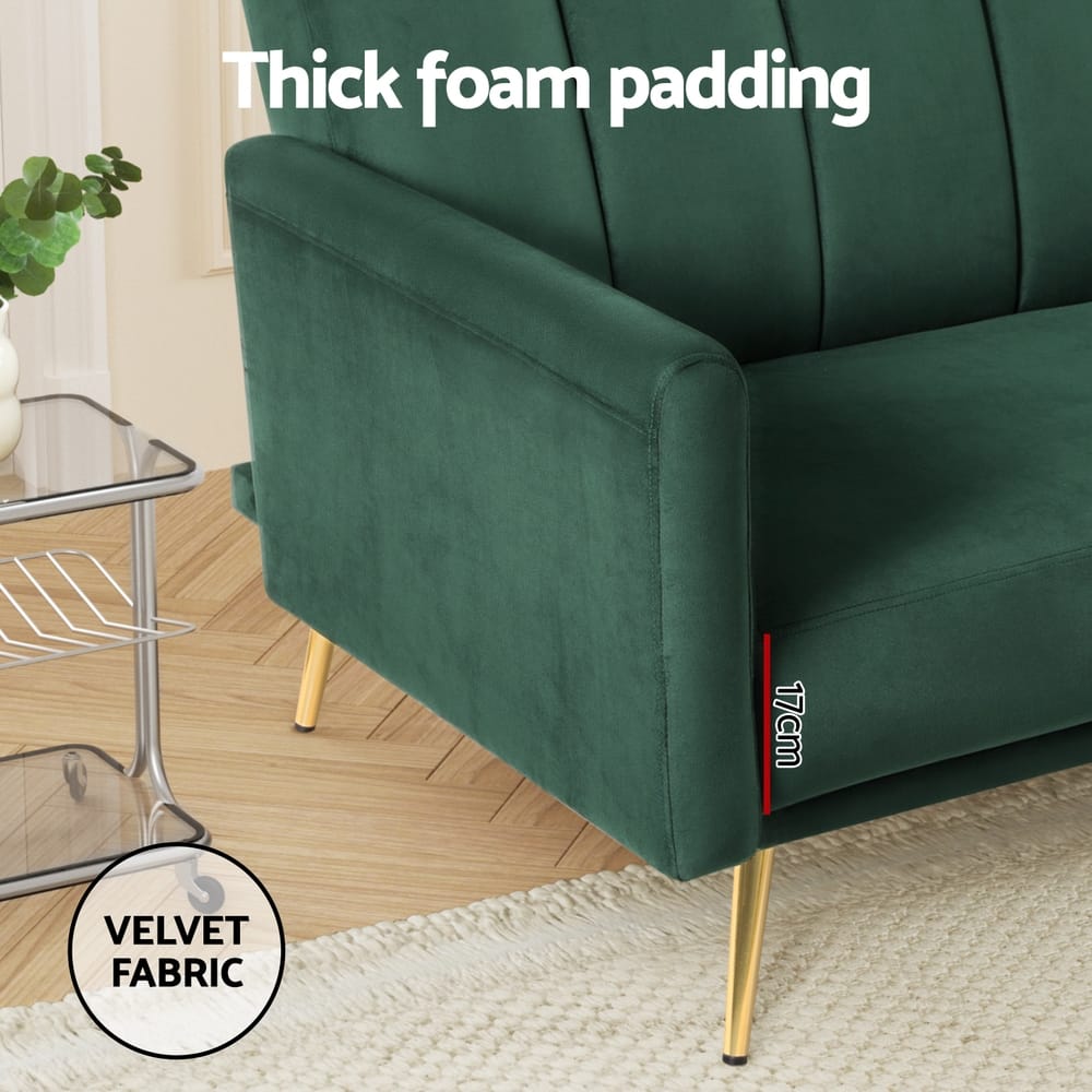 Sofa Bed 3 Seater Velvet 174x82x77cm