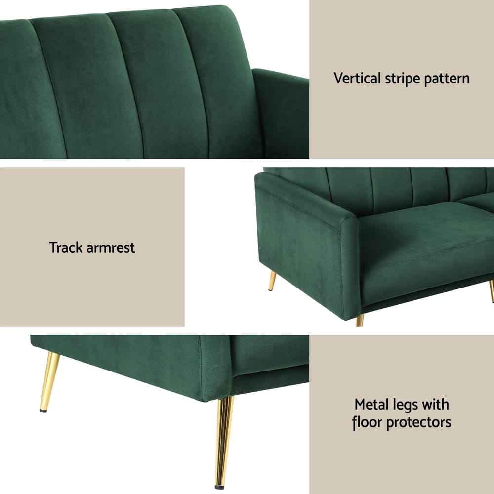Sofa Bed 3 Seater Velvet 174x82x77cm