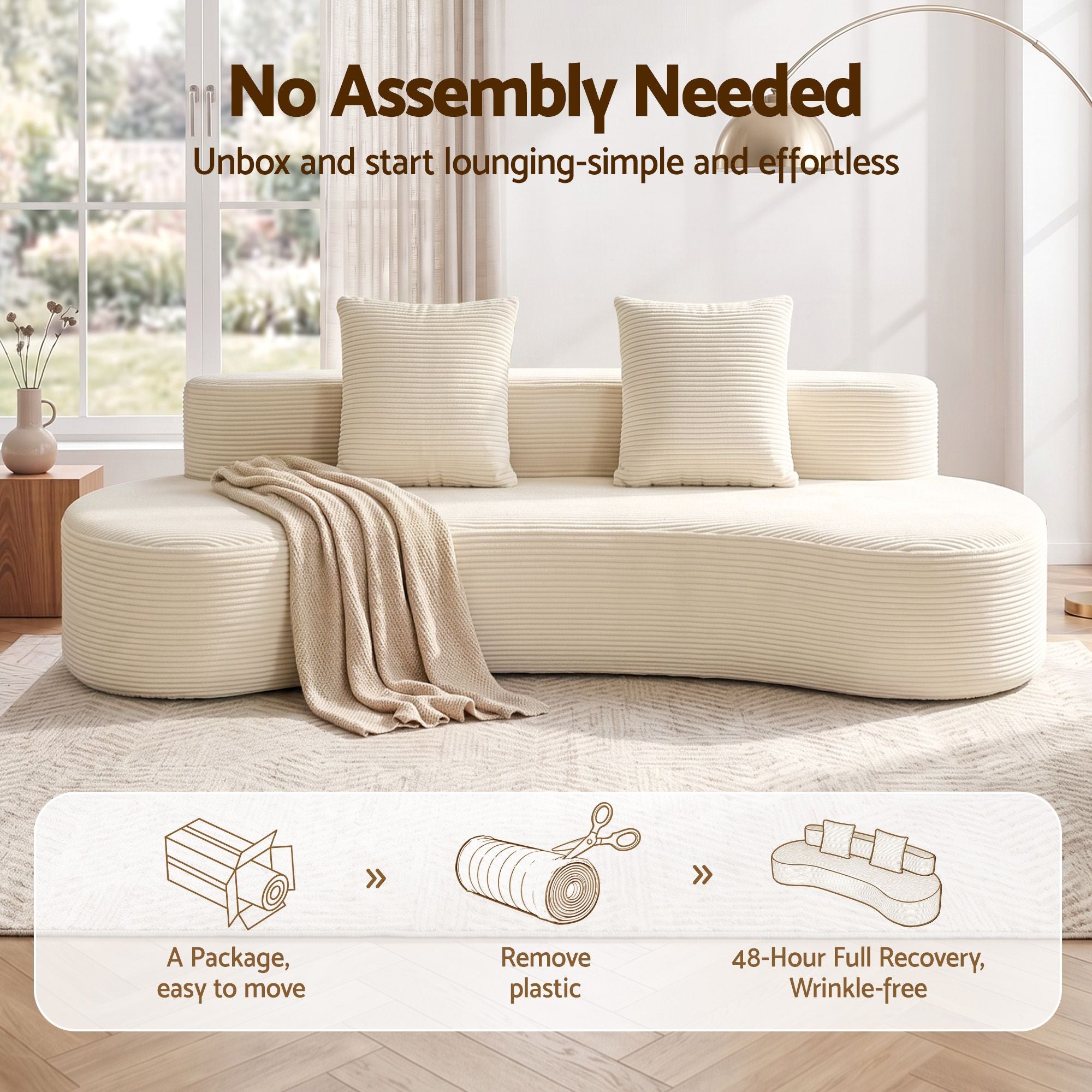 Modular Sofa Bed 4 Seater 228cm Corduroy | Simpledeals