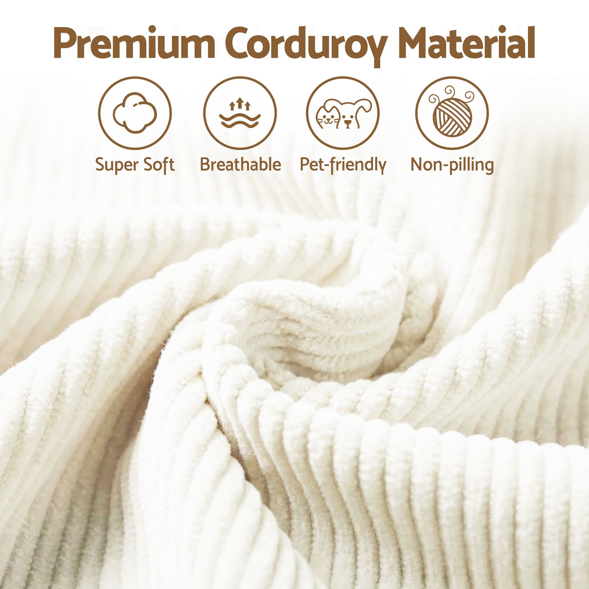 Modular Sofa Bed 4 Seater 228cm Corduroy | Simpledeals