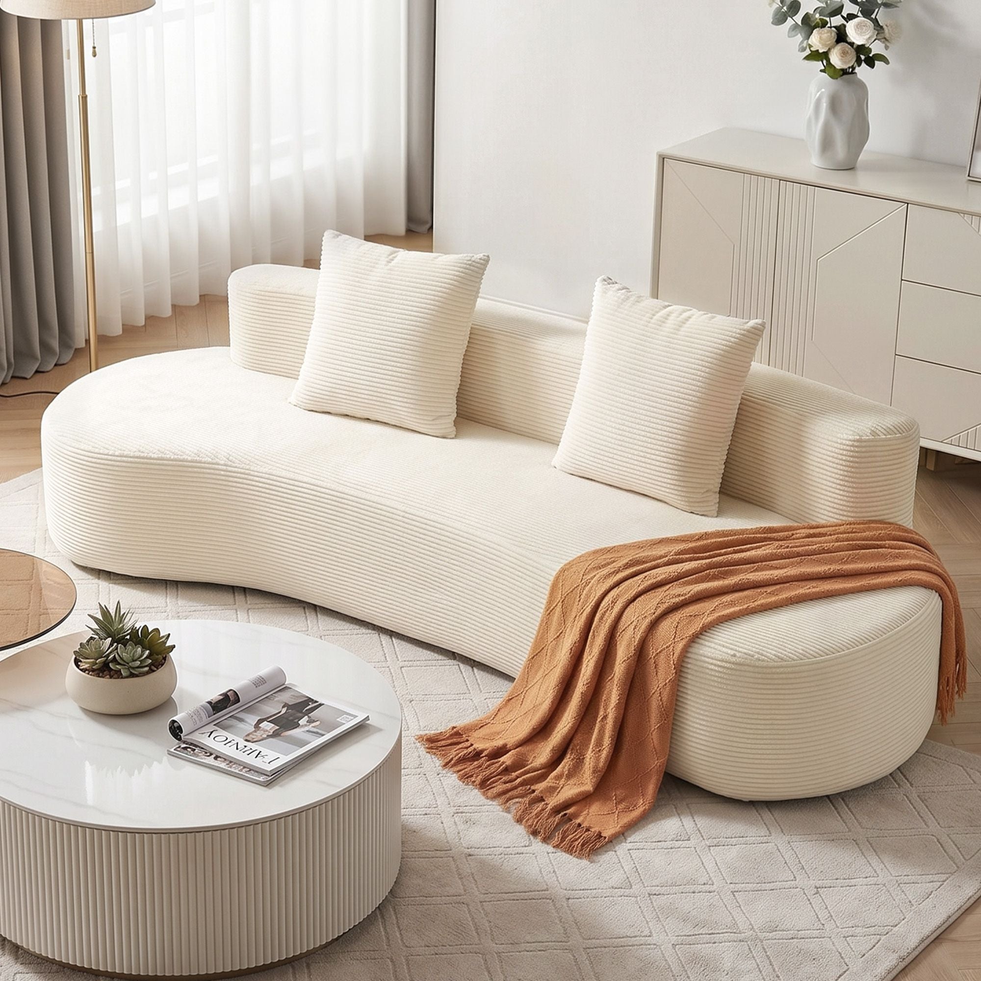 Modular Sofa Bed 4 Seater 228cm Corduroy | Simpledeals