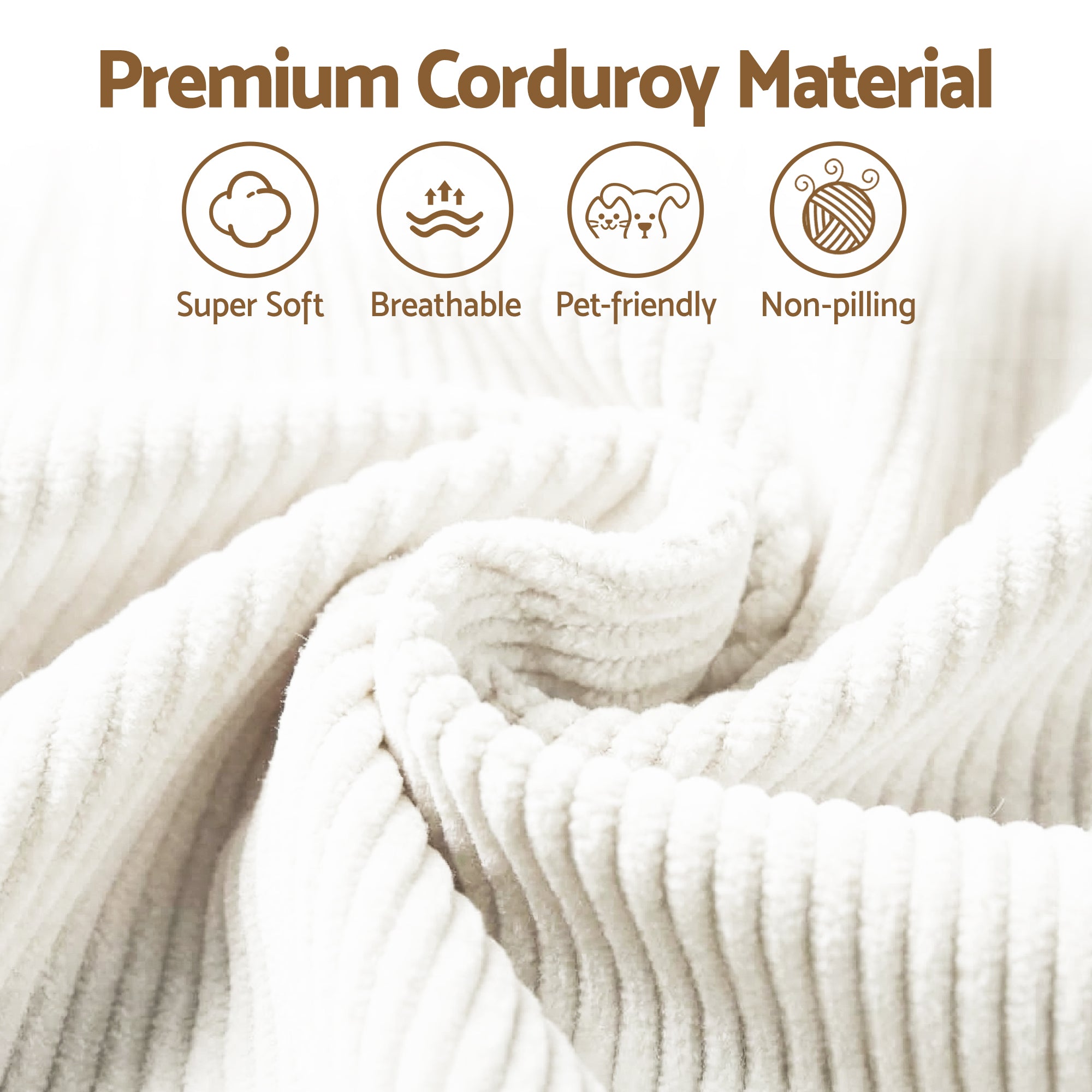Artiss 3 Seater Modular Sofa Bed Corduroy Cloud Couch | Simpledeals