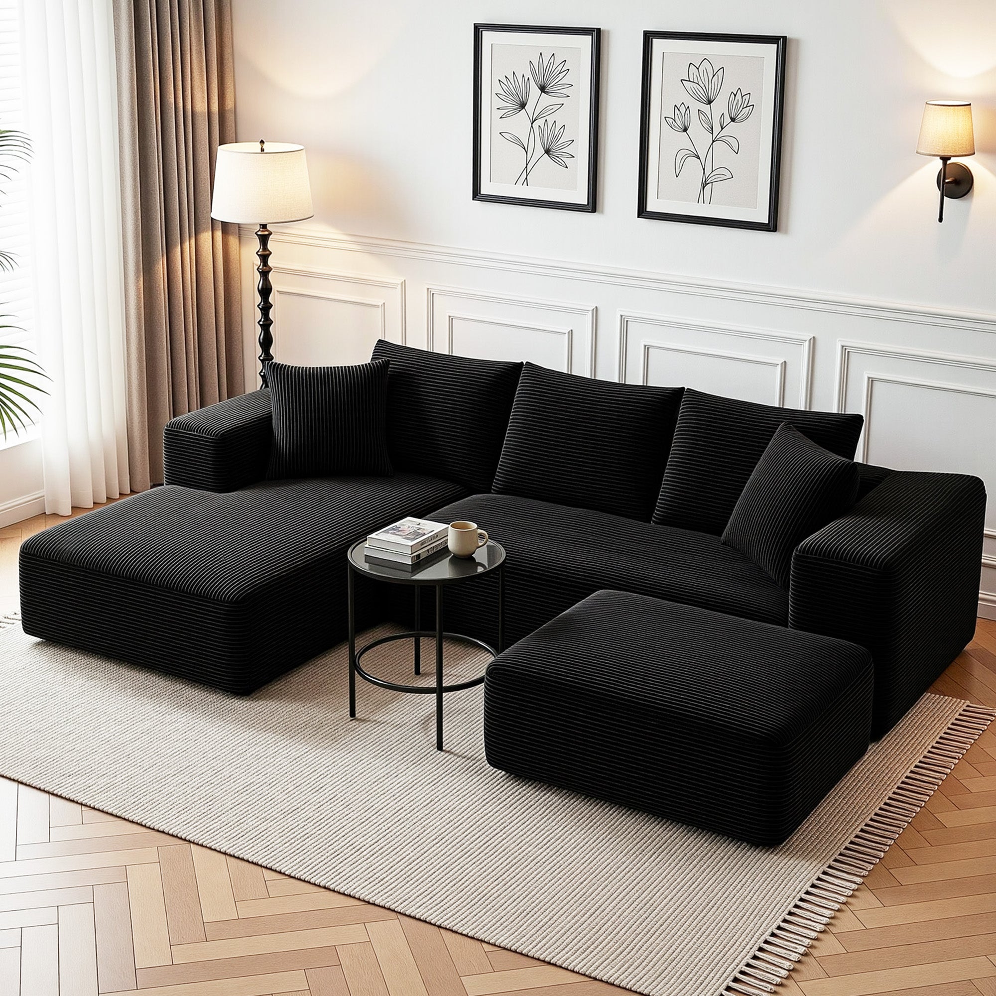 Artiss Modular Sofa Bed Ottoman Sectional Corduroy | Simpledeals