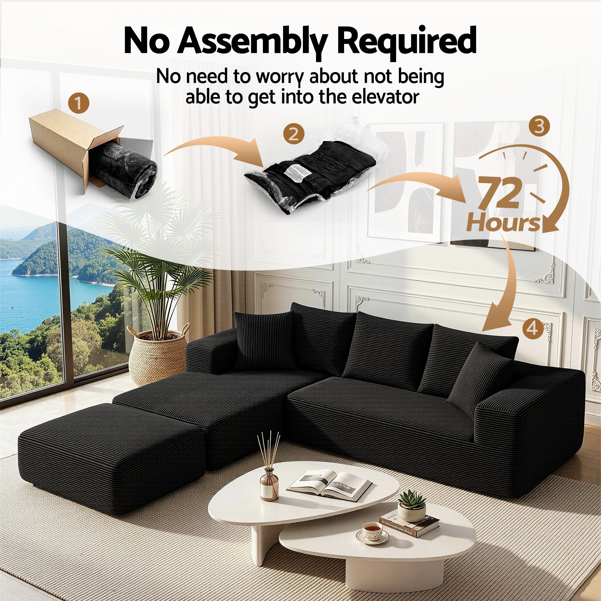 Artiss Modular Sofa Bed Ottoman Sectional Corduroy | Simpledeals