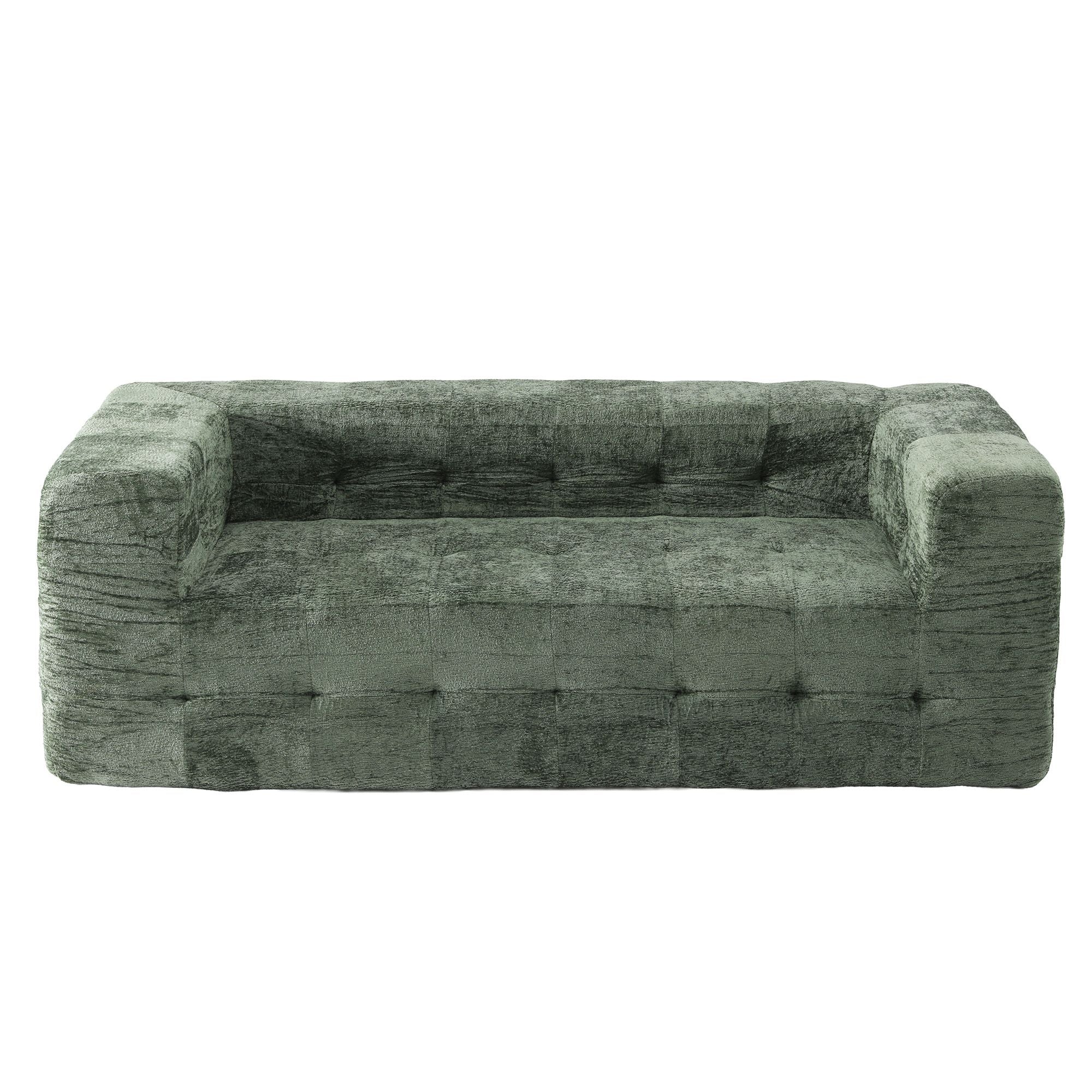 Green Chenille 3 Seater Boneless Sofa | Simpledeals